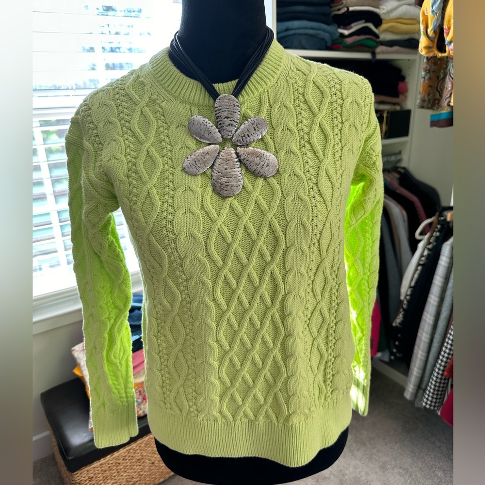 JCrew Factory Neon Cotton Crew Neck Sweater Sz Small